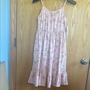 Social Academy Floral Midi Dress‎ Kids Size 8 Pink New Spaghetti Strap Ruffle